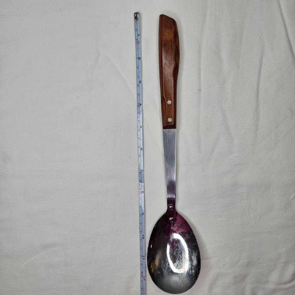 Imperial Veri-Sharp Vtg Serving Spoon Stainless Steel Wood Handle Made in USA